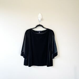 Gap Women's Velvet Kimono Sleeve Blouse Black Cropped Holiday Party Size Medium